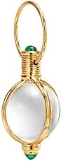 18K Yellow Gold Emerald & Natural Rock Crystal Classic Round Amulet Pendant