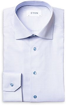 Slim Fit Blue 3D Check Dress Shirt