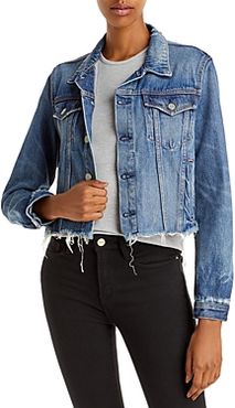 Cara Cotton Frayed Denim Jacket in London Calling