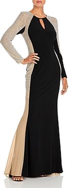 Beaded Long Sleeve Gown - 100% Exclusive