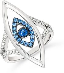 Sapphire & Diamond Evil Eye Statement Ring in 14K White Gold - 100% Exclusive