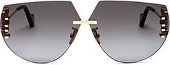 Rimless Geometric Sunglasses, 71mm