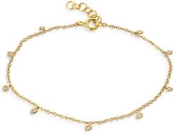 14K Yellow Gold Diamond Charm Anklet