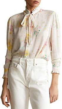 Polo Ralph Lauren Floral Silk Tie Neck Blouse