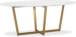 Modern Oval Marble Dining Table, 76 x 48