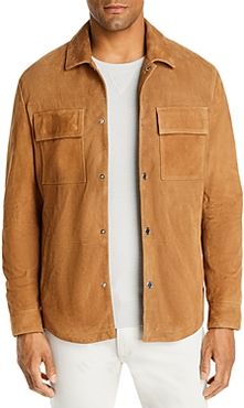 Perforated Suede Leather Shirt Jacket