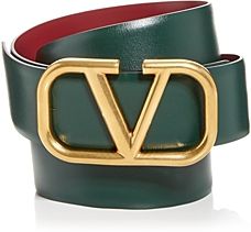 Logo Buckle Reversible Leather Belt