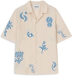 Bodil Short Sleeve Embroidered Floral Camp Shirt