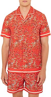 Hibbert Solo Fantasy Floral Print Tailored Fit Button Down Camp Shirt