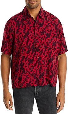 Metal Abstract Print Regular Fit Button Down Hawaiian Shirt