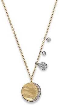 Diamond Disc Charm Necklace in 14K Yellow Gold, 16