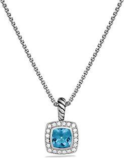 Petite Albion Pendant with Blue Topaz and Diamonds on Chain