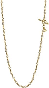 18K Yellow Gold Classic Chain with Faceted White Sapphires, 18"