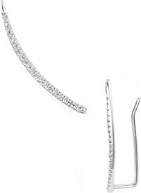 Diamond Pave Curve Wing Threader Earrings