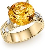 Citrine Statement Ring with Diamonds in 14K Yellow Gold - 100% Exclusive
