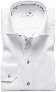 Slim Fit Contrast Gray Button Twill Dress Shirt