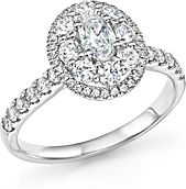 Diamond Oval Center Engagement Ring in 14K White Gold, 1.25 ct. t.w. - 100% Exclusive