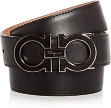 Enamel Double Gancini Leather Belt