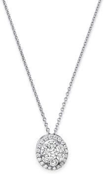 Diamond Oval Cluster Pendant Necklace in 14K White Gold, 0.75 ct. t.w. - 100% Exclusive