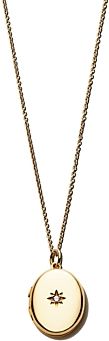 14K Yellow Gold Plate Jess Locket Necklace with Solitaire Cubic Zirconia, 20