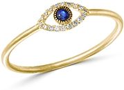 14K Yellow Gold Evil Eye Blue Sapphire & Diamond Ring