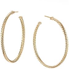 18K Yellow Gold Cable Spiral Hoop Earrings