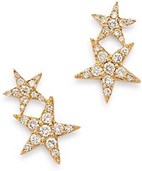Diamond Double Star Ear Climber Earrings in 14K Yellow Gold, 0.35 ct. t.w. - 100% Exclusive