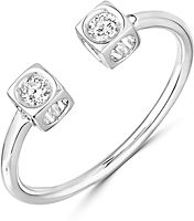 18K White Gold Le Cube Diamant Open Ring with Diamonds