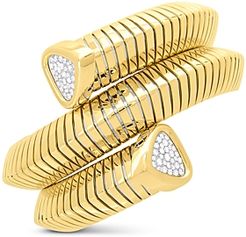 18K Yellow Gold Trisola Bangle Bracelet with Diamonds