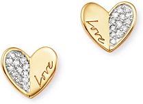 Diamond Love Folded Heart Stud Earrings in 14K Gold, 0.08 ct. t.w.