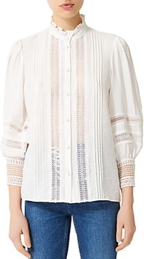 Choral Lace-Inset Button-Up Shirt