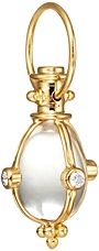 18K Classic Amulet Pendant with Oval Rock Crystal and Diamond