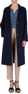 Button-Front Long Double-Face Wool Coat