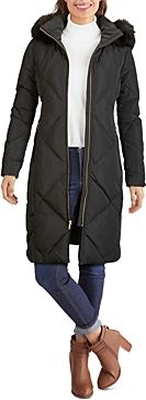 Hooded Faux Fur Trim Coat