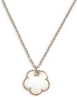 18K Rose Gold Petit Joli White Agate and Diamond Pendant Necklace, 16.75