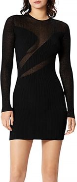 Opaque and Sheer Long Sleeve Bodycon Dress