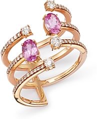 18K Rose Gold Spectrum Diamond & Pink Sapphire Open Ring