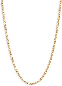 18K Yellow Gold Classic Curb Thin Chain Necklace, 22