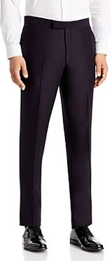 Josh Dark Purple Textured Solid Regular Fit Tuxedo Pants