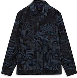 Distorted Stripe Print Chore Jacket