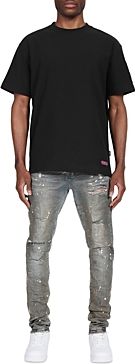 Slim Fit Dirty Vintage Indigo Jeans in Light Paint