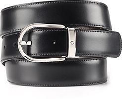 Palladium-Plated Horseshoe Reversible Leather Belt