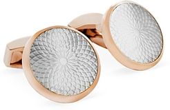 Rose Gold Mother of Pearl Etched Circle Cufflinks