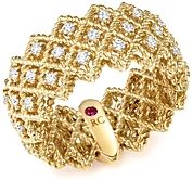 18K Yellow Gold New Barocco Three Row Diamond Ring