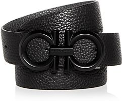 Black Buckle Reversible Leather Belt