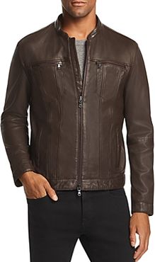 Star Usa Leather Band Collar Moto Jacket