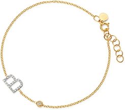 14K Yellow Gold Diamond Initial & Bezel Bracelet