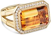 18K Yellow Gold Novella Statement Ring with Madeira Citrine & Diamonds