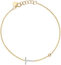 14K Yellow Gold Diamond Initial & Bezel Bracelet