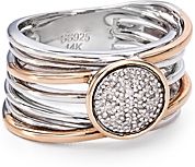 Marc & Marcella Pave Diamond Layered Ring in Sterling Silver & 14K Rose Gold-Plated Sterling Silver, 0.08 ct. t.w. - 100% Exclusive